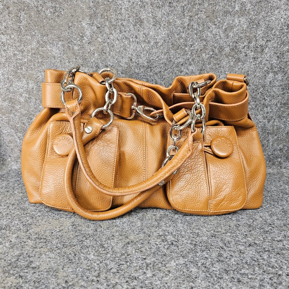 Bodhi Tan Pebbled Leather & Chain Handled Boho Satchel